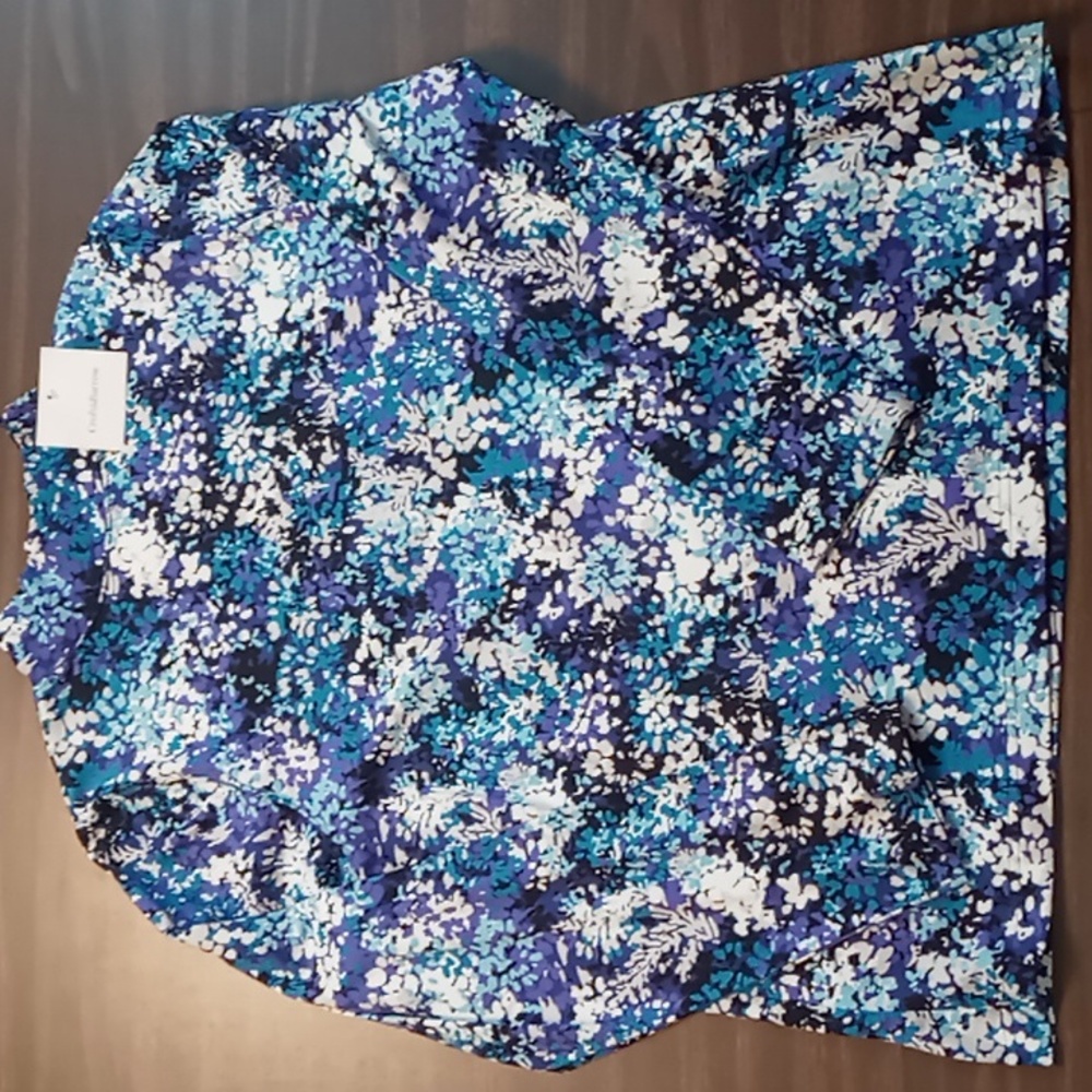 Croft & Barrow Raised Collar Long Sleeved Tee "Monet" 1X NWT